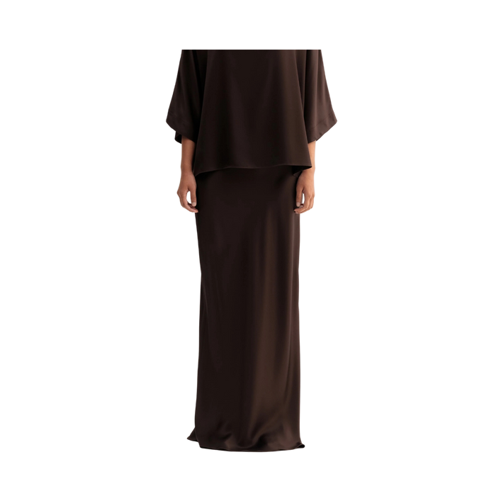 Hana Long Logo Skirt - Dark Brown