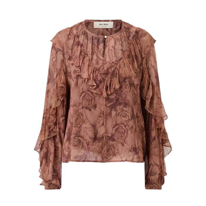 MMRoya Ruffle Rose Blouse - Dark Flower Print