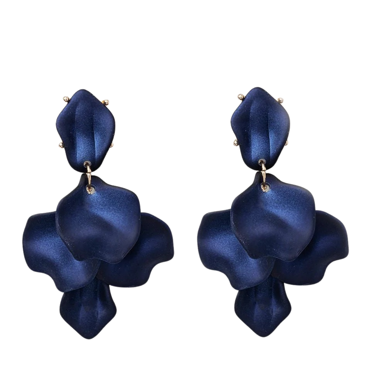 Leaf Earrings Mat - Midnight Blue
