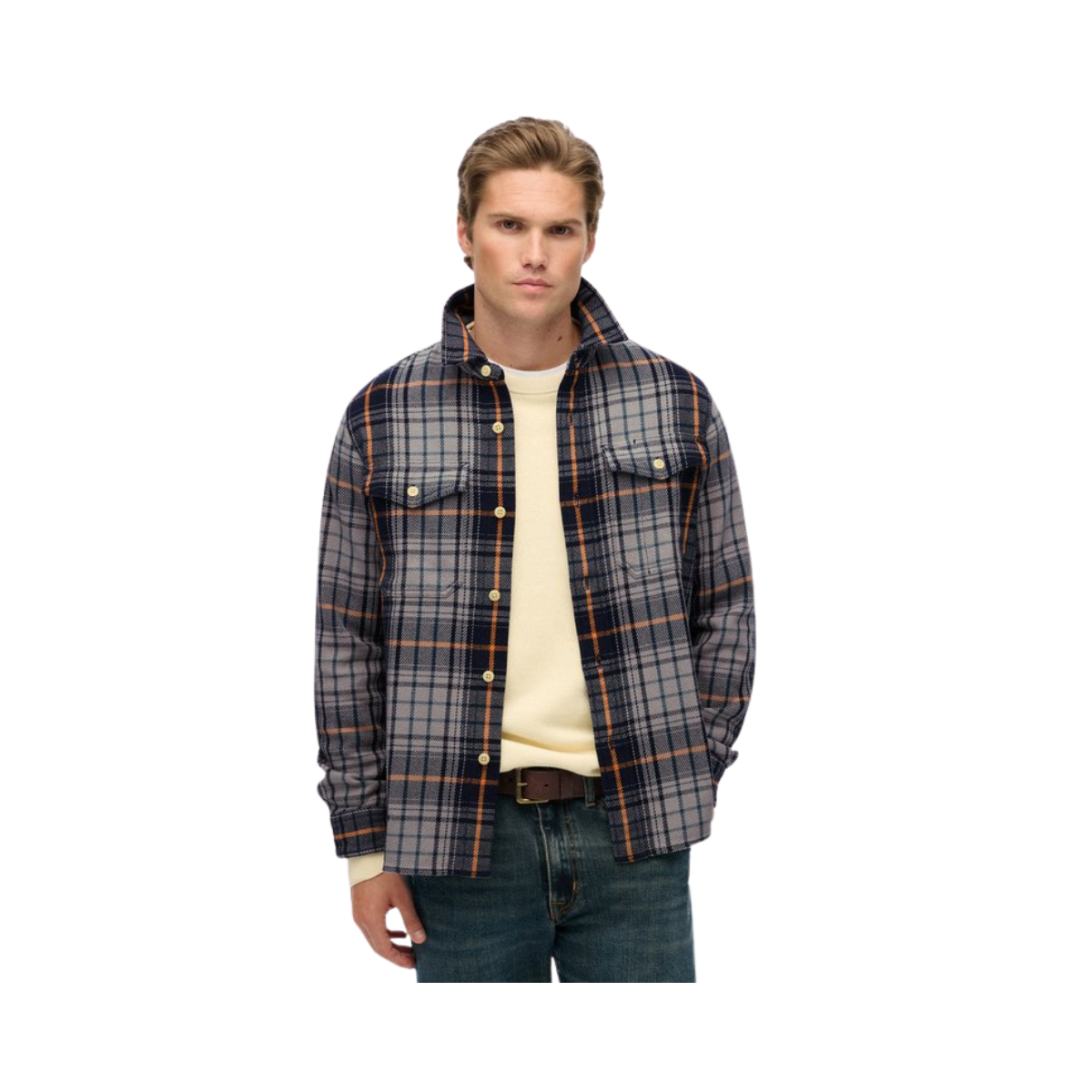 Merchant Heavy Checked Shirt - Homestead Ombre Navy
