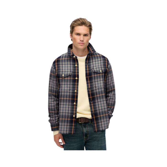 Merchant Heavy Checked Shirt - Homestead Ombre Navy