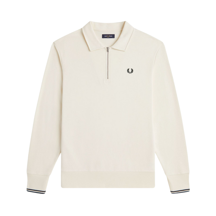 Half Zip Collared Sweatshirt - Ecru