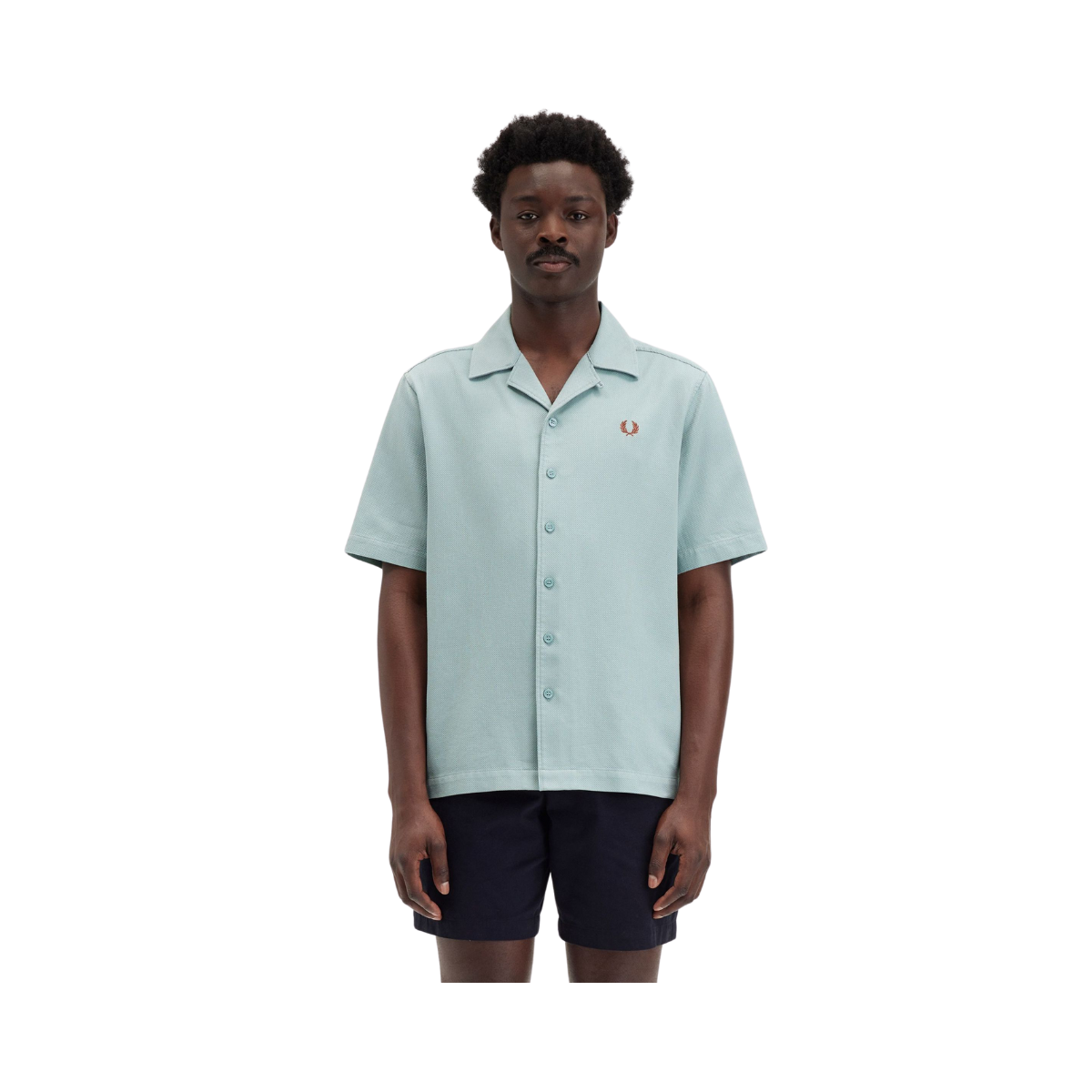 Pique Txtr Rev Collar Shirt - Silver Blue
