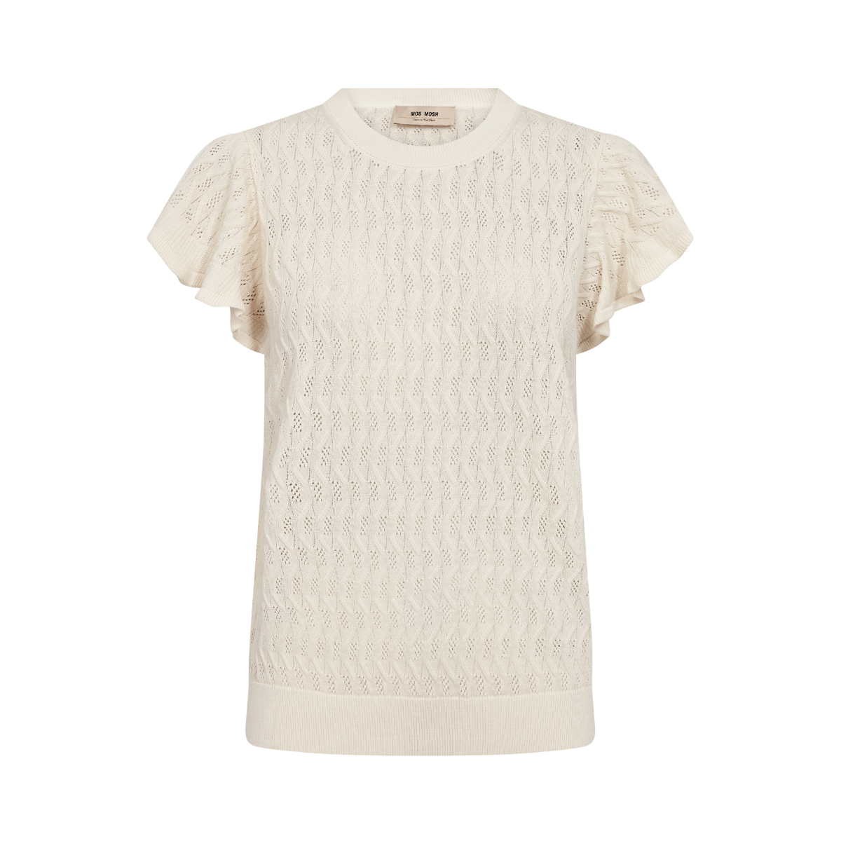 MMGanna Pattern O-Neck Knit Top - Ecru