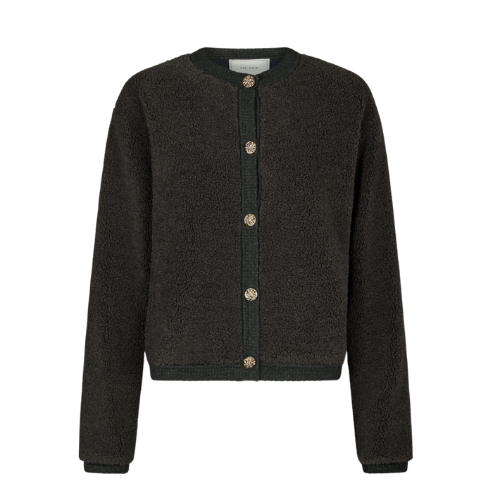 Limo Fluffy Knit Cardigan - Grey