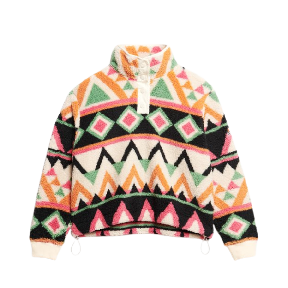 Super Soft Printed Half Zip - Cream Terry Print