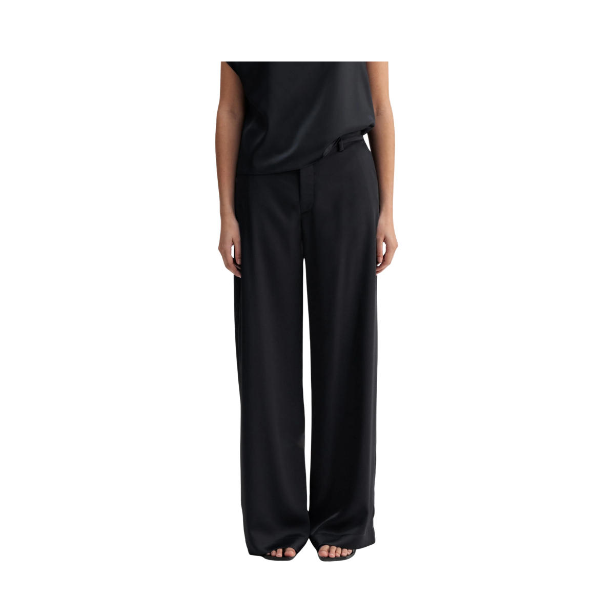 Mila Satin Trousers - Blue Grey