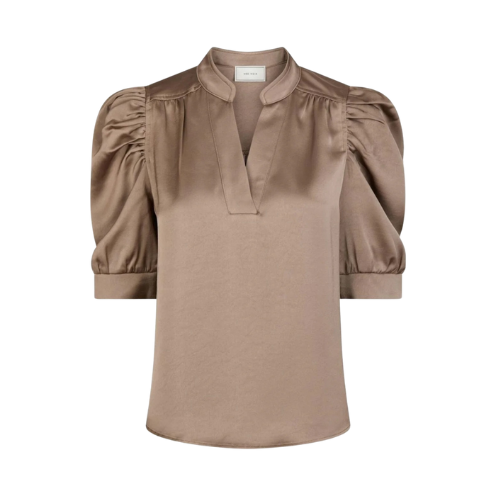 Roella Heavy Sateen Blouse - Dark Taupe