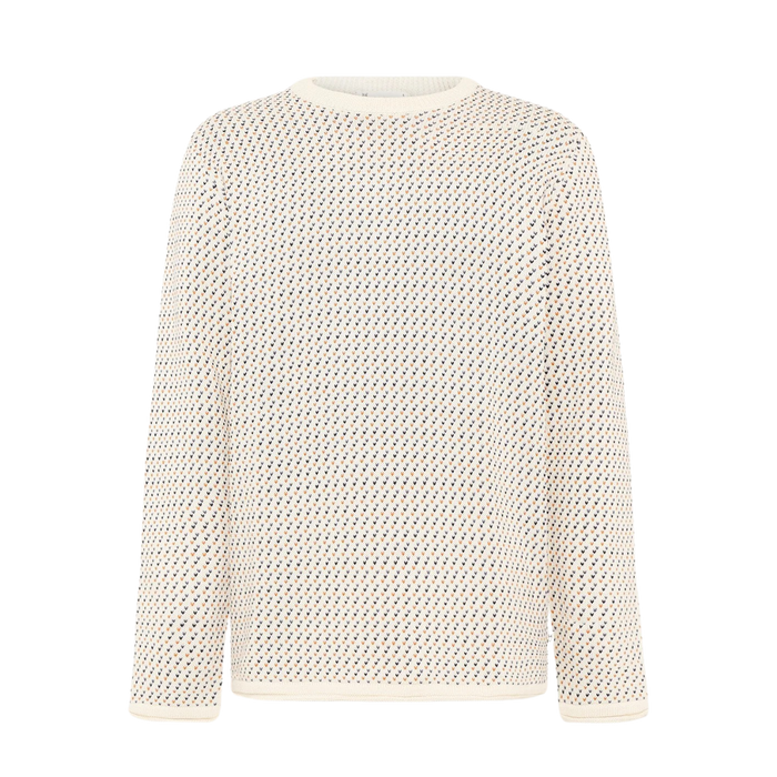 Jacquard Crew Neck Knit - Creme