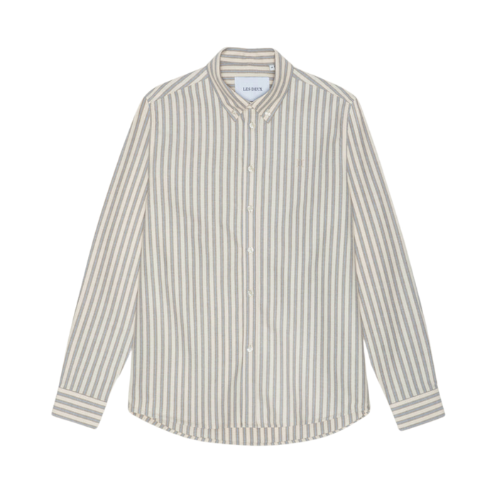 Konrad Striped Oxford Shirt - Eggnog White