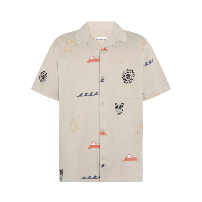 Organic Cotton Embroidery Shirt - Light feather gray