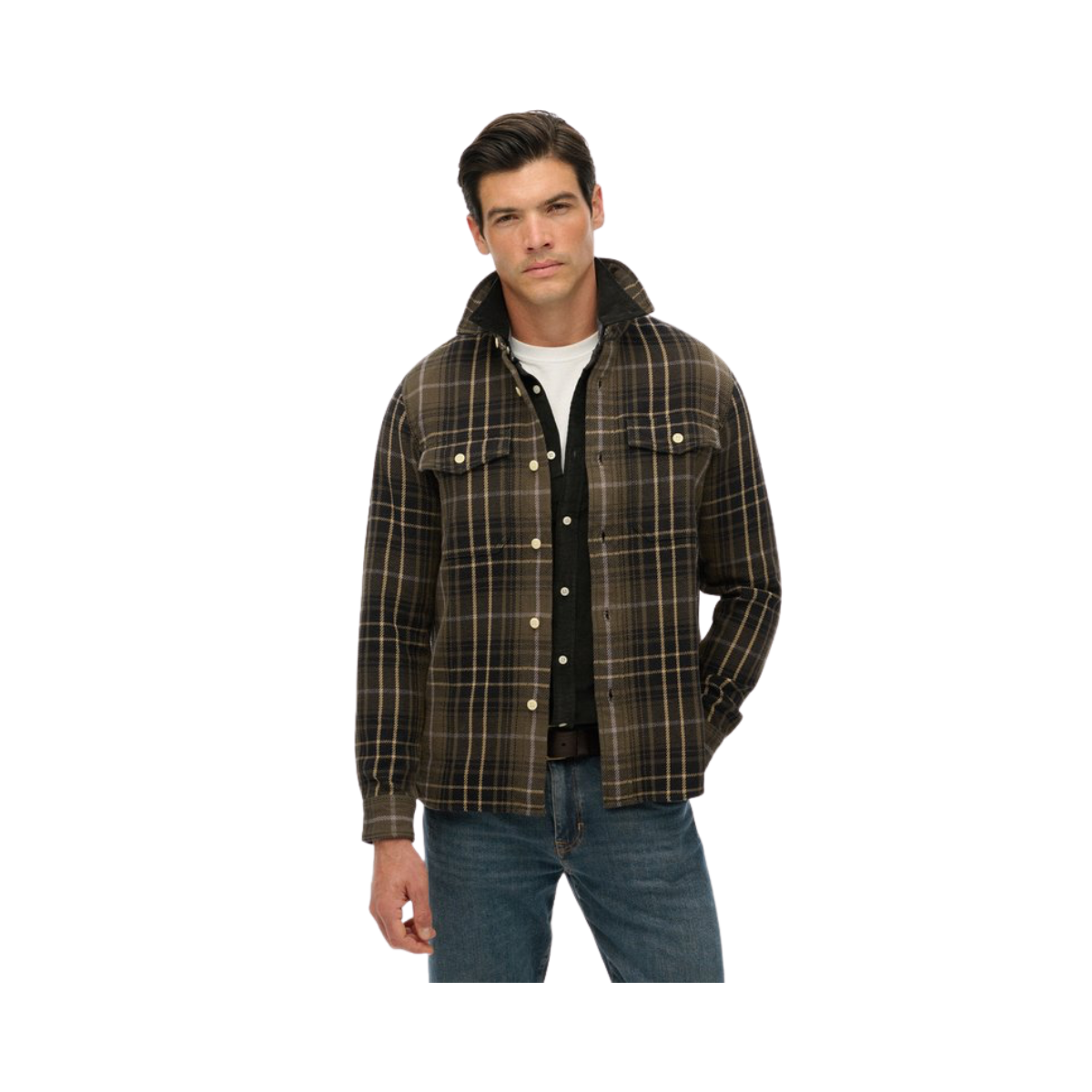 Merchant Heavy Checked Shirt - Homestead Ombre Olive Green