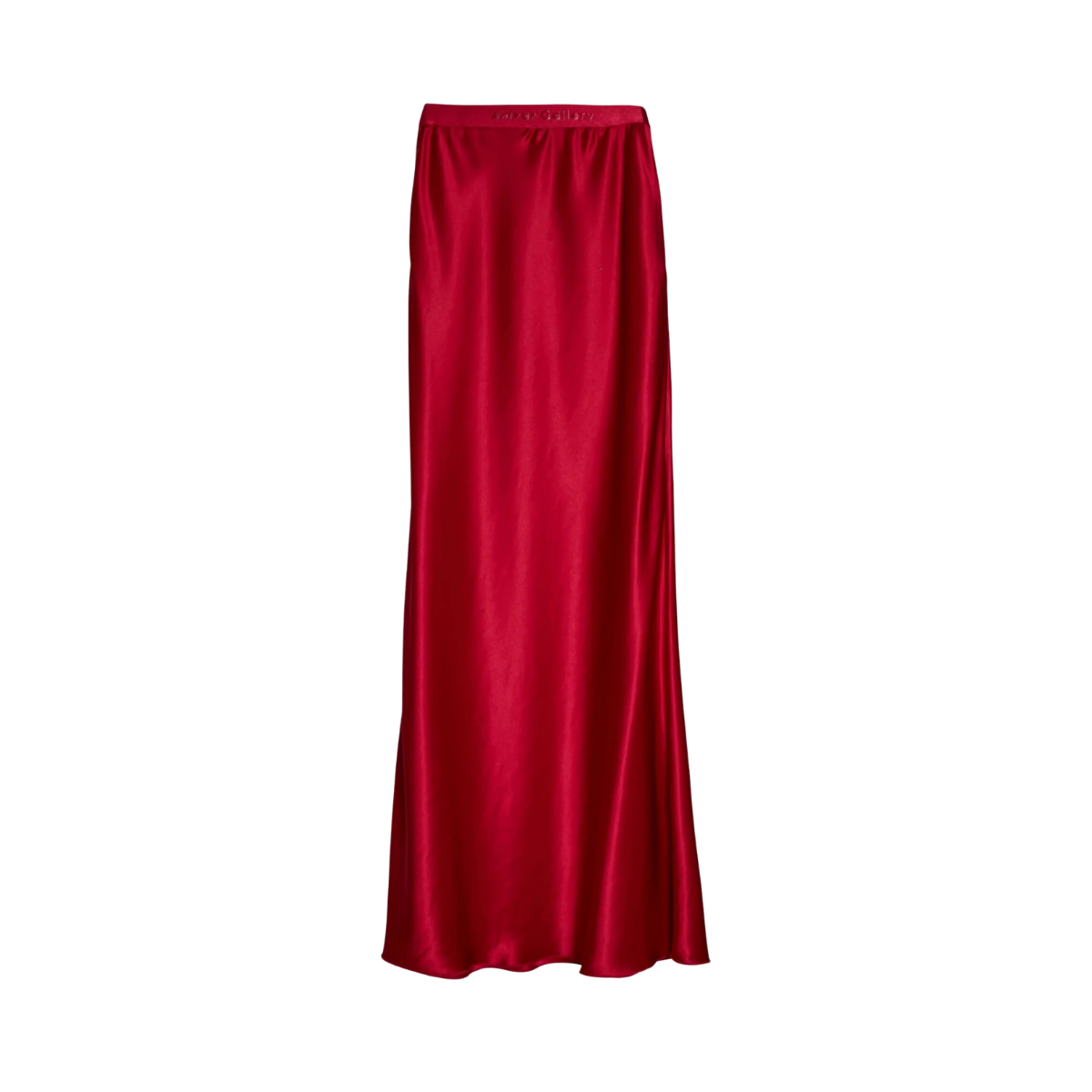 Hana long logo satin skirt - Red