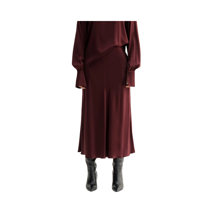 Hana Satin Skirt - Burgundy