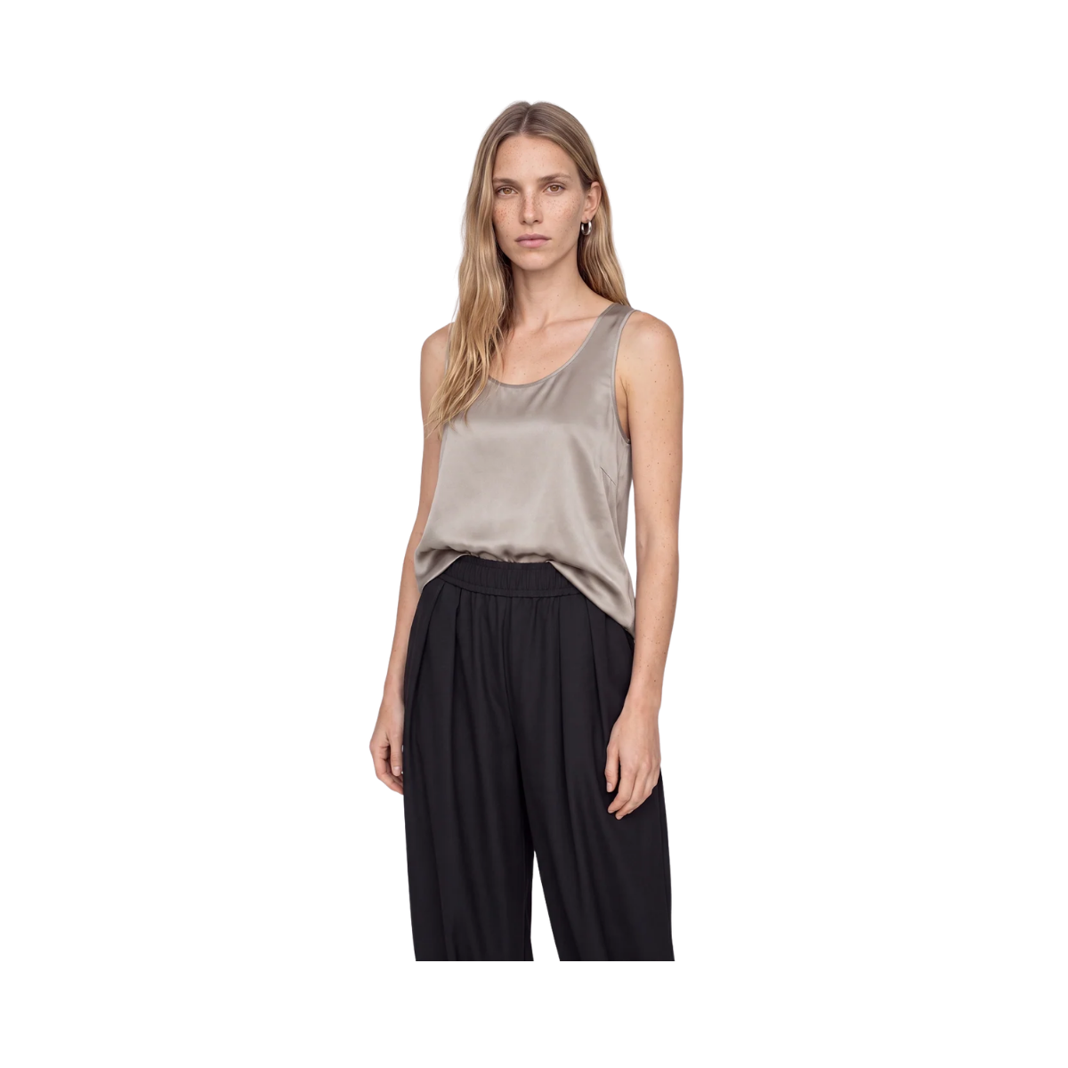 Astrid Silk Tank Top - Mourning Dove