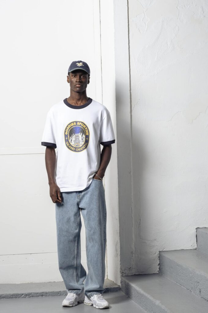 Grand Oriental Ringer Tee - WHITE/NAVY