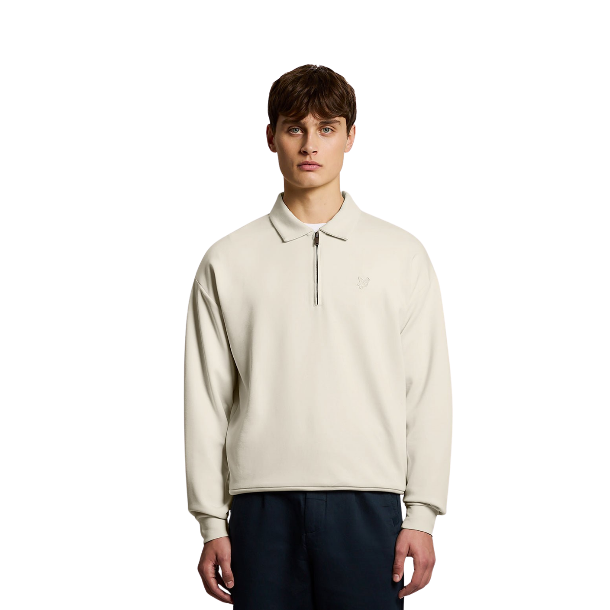 Relaxed Collared Interlock Sweatshirt - Birch