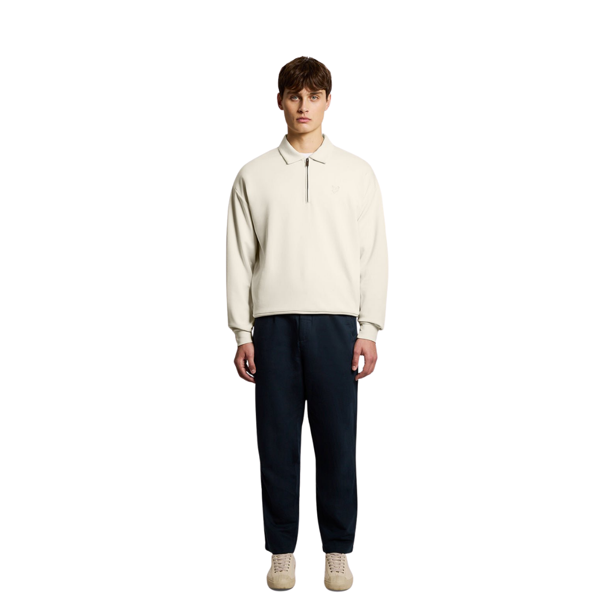 Relaxed Collared Interlock Sweatshirt - Birch