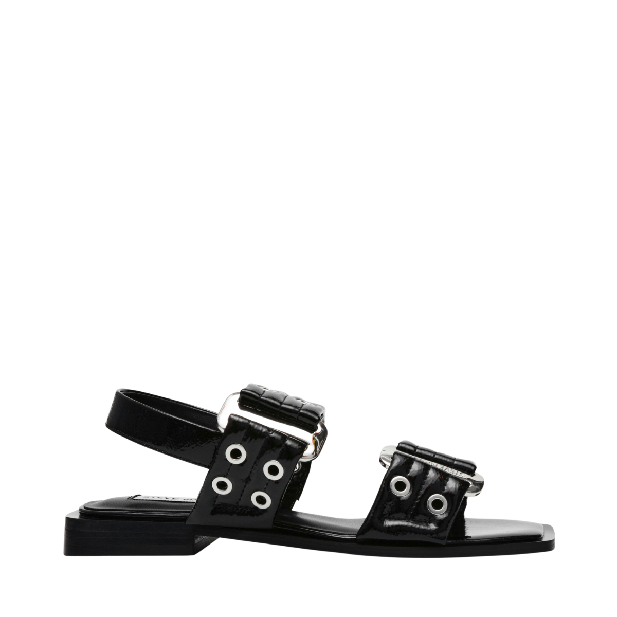Saria-E Flat Sandals - BLACK PATENT