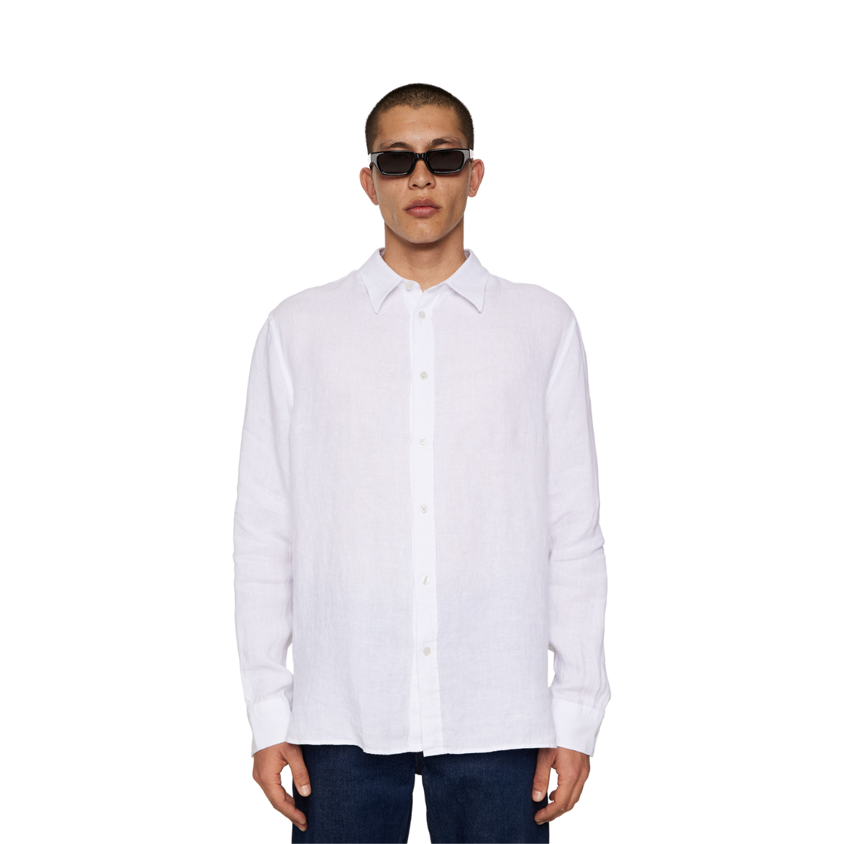 Reg LS Linen Melange Shirt - White