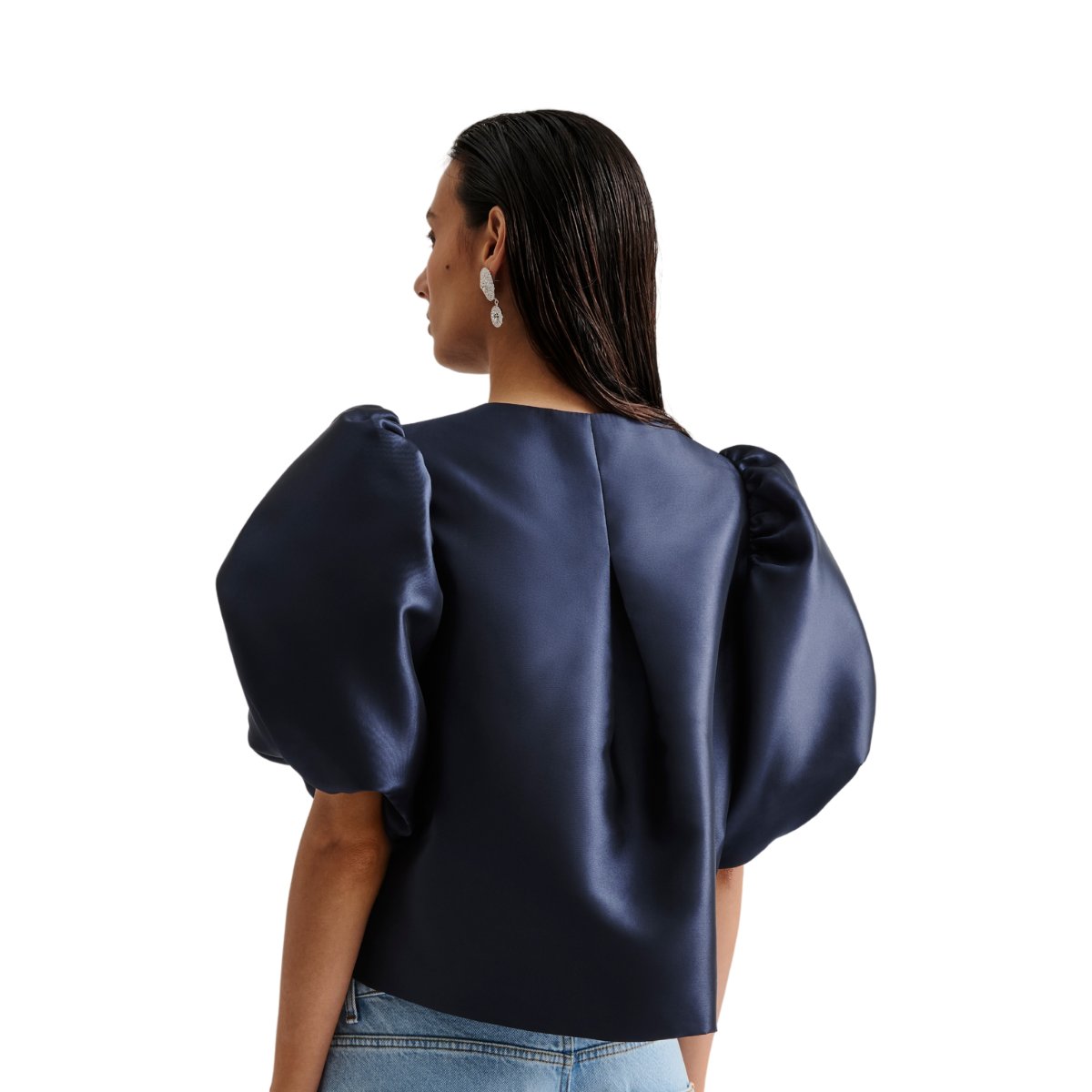 Cleo Pouf Sleeve Blouse - Dark Blue