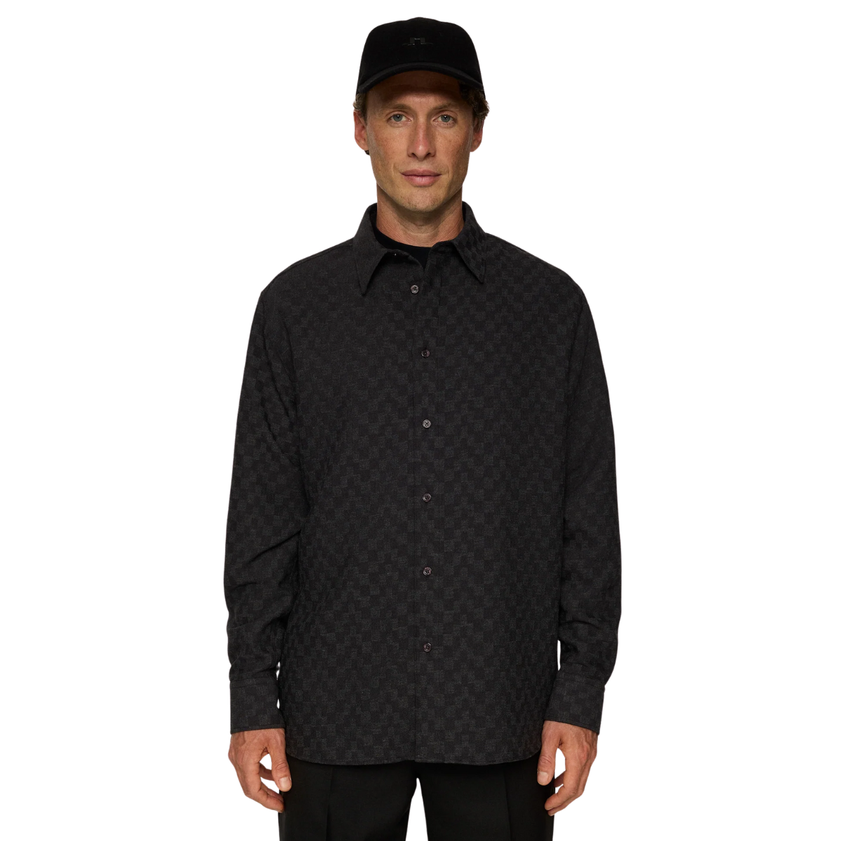 Reg LS Jacquard Shirt - Asphalt
