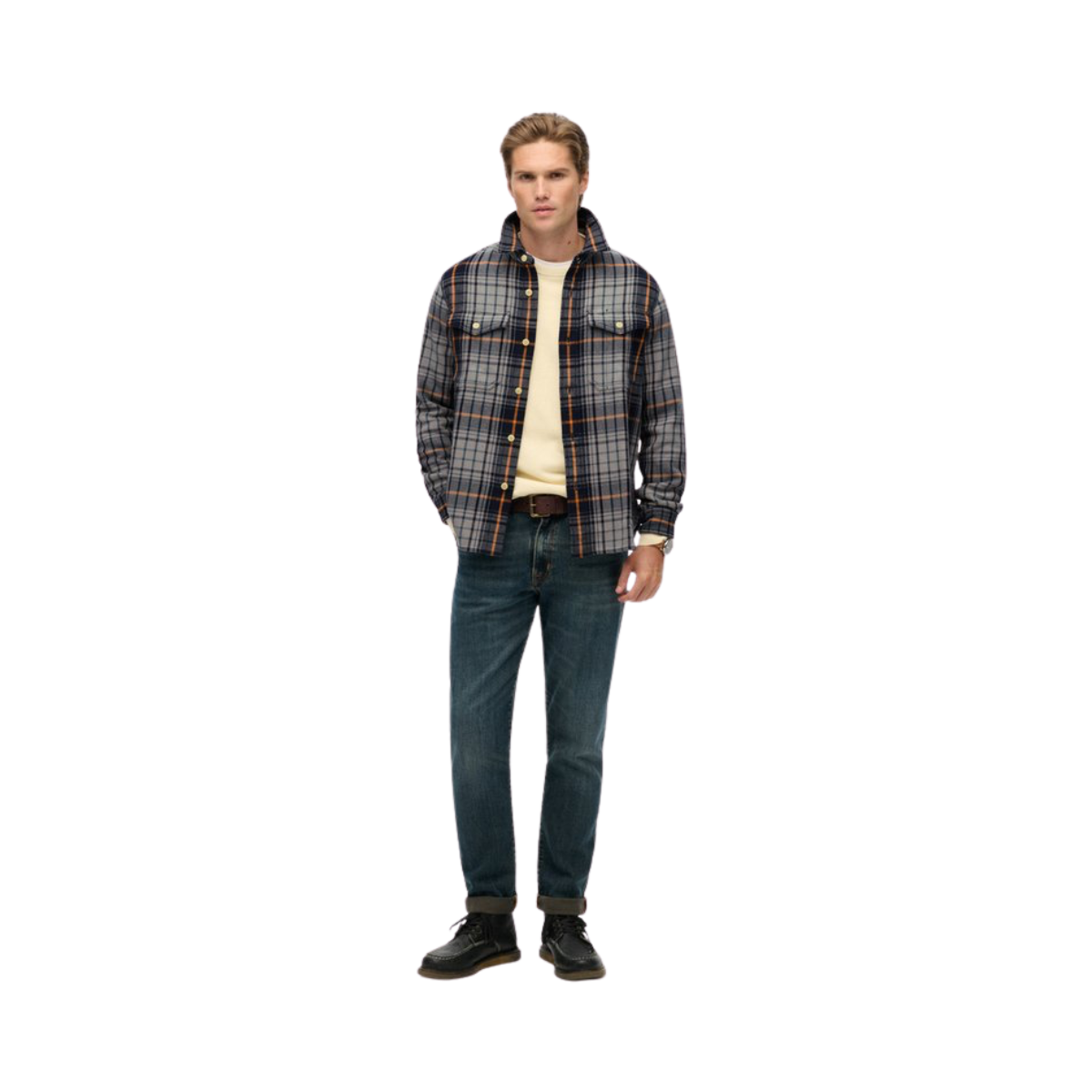 Merchant Heavy Checked Shirt - Homestead Ombre Navy