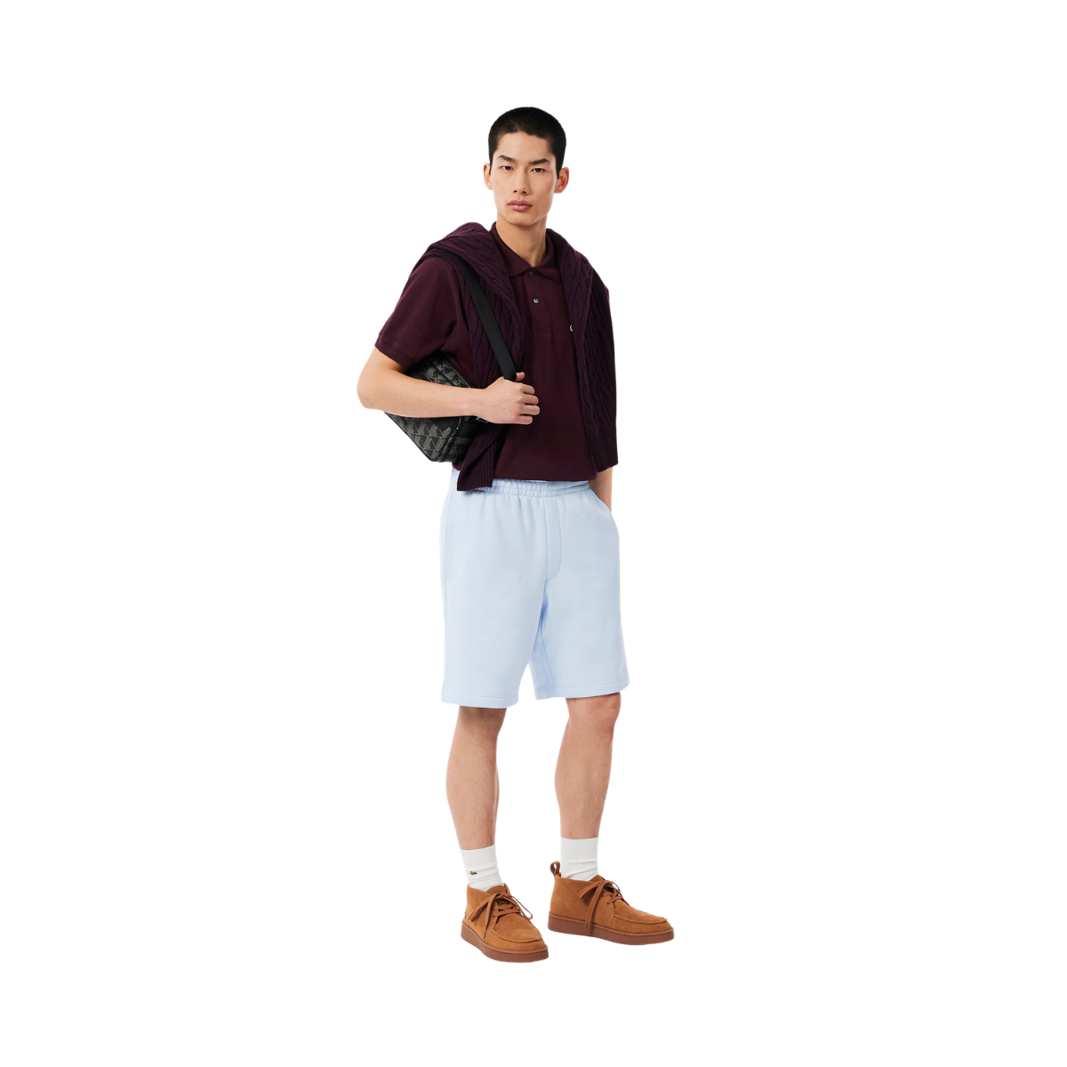 Short Sleeved Ribbed Coll - Chestnut brown
