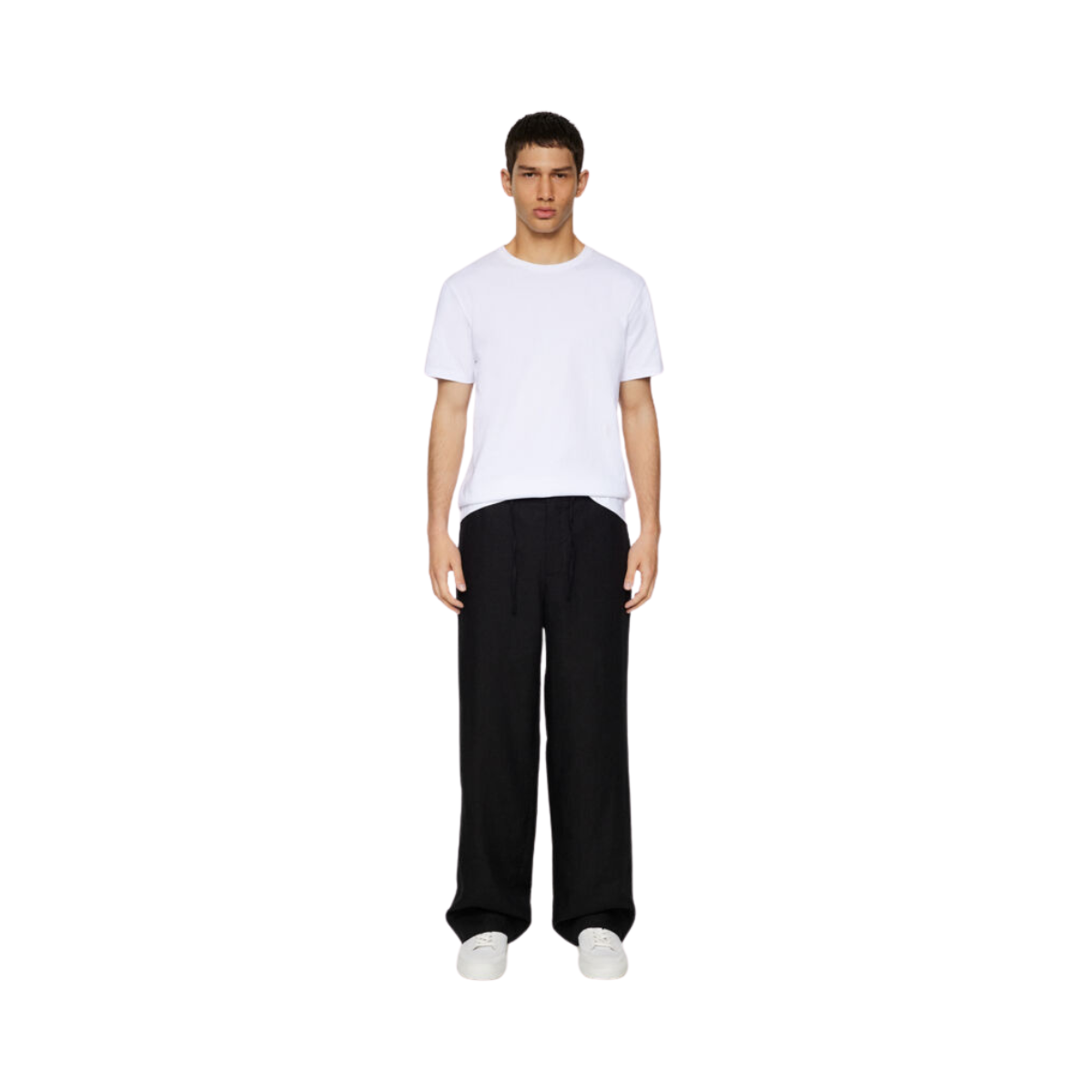 Noah Drape Linen Pants - Black