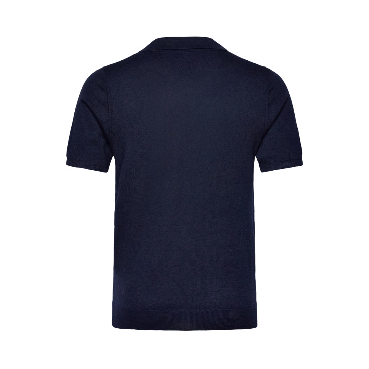 Man Fine Knit Open Collar T-shirt - Navy