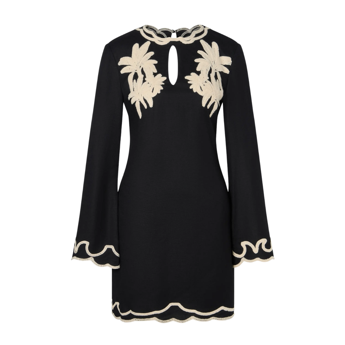 Henny Embroidered Mini Dress - Black
