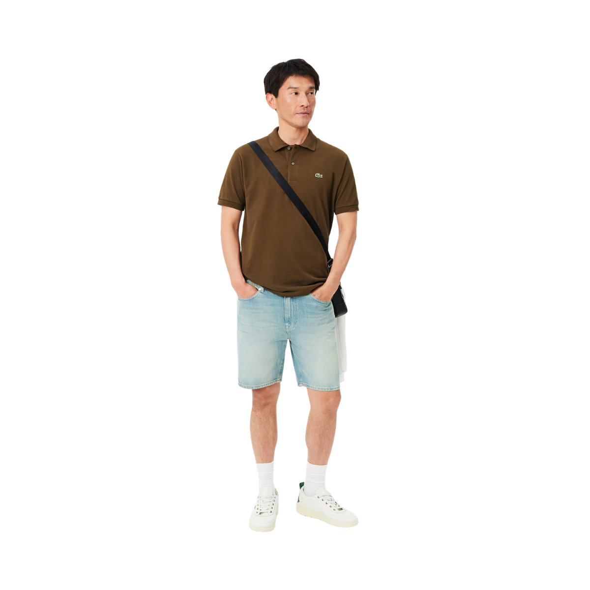 Short Sleeved Ribbed Coll - Coffee brown