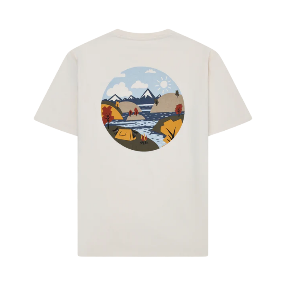 Heavy  Scenery Back Print T-shirt - Egret