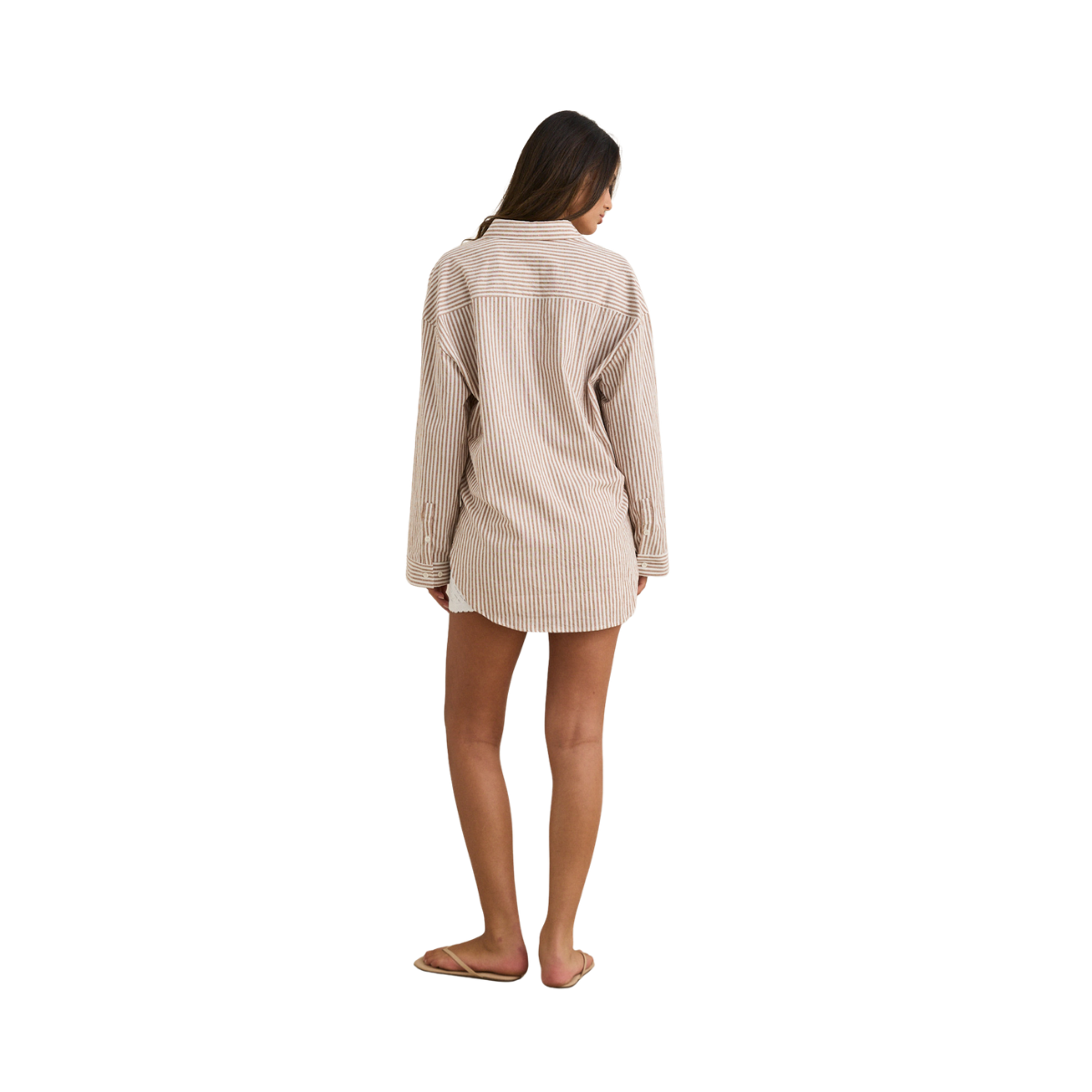 Valley Stripe Oversized Shirt - Tan