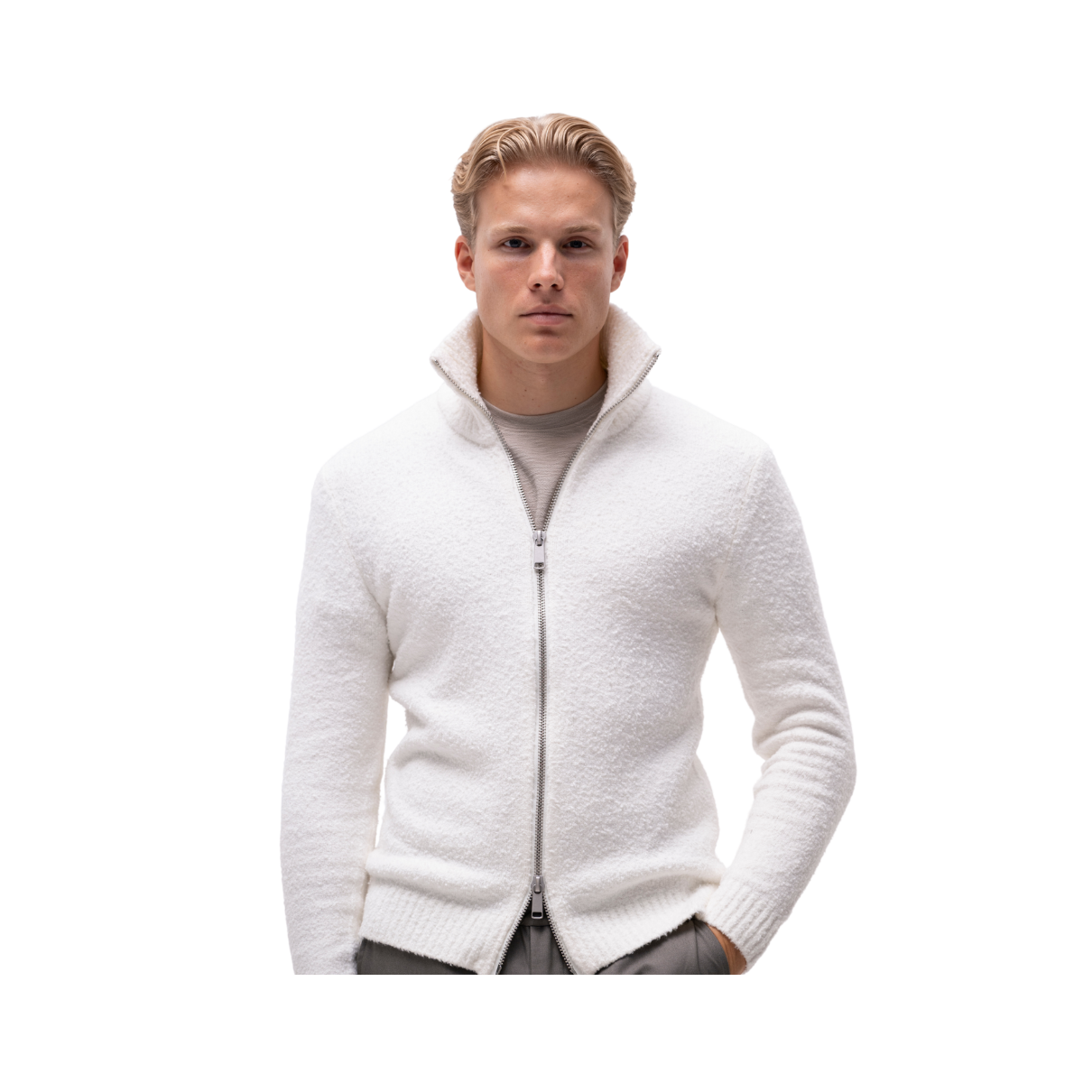Marcello Zip Knit V1 - Offwhite
