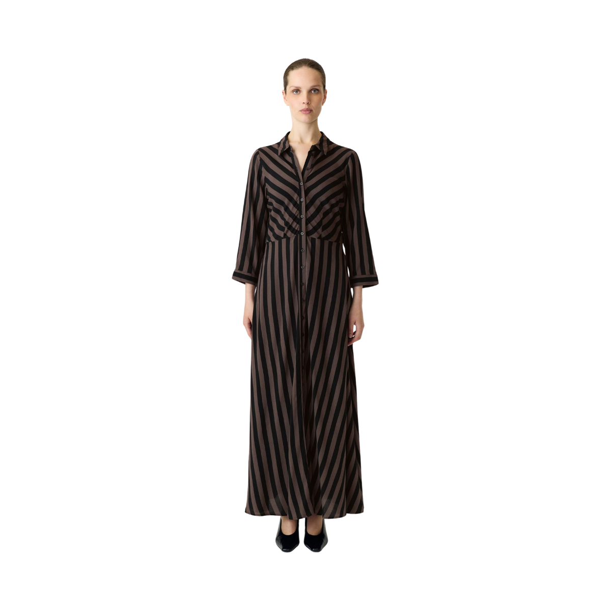 YASSavanna Long Shirt Dress - Chocolate brown