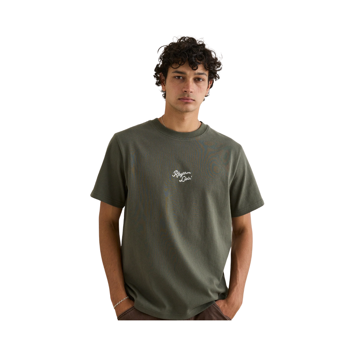 Heavy Vintage Embroidered T-Shirt - Silver Pine