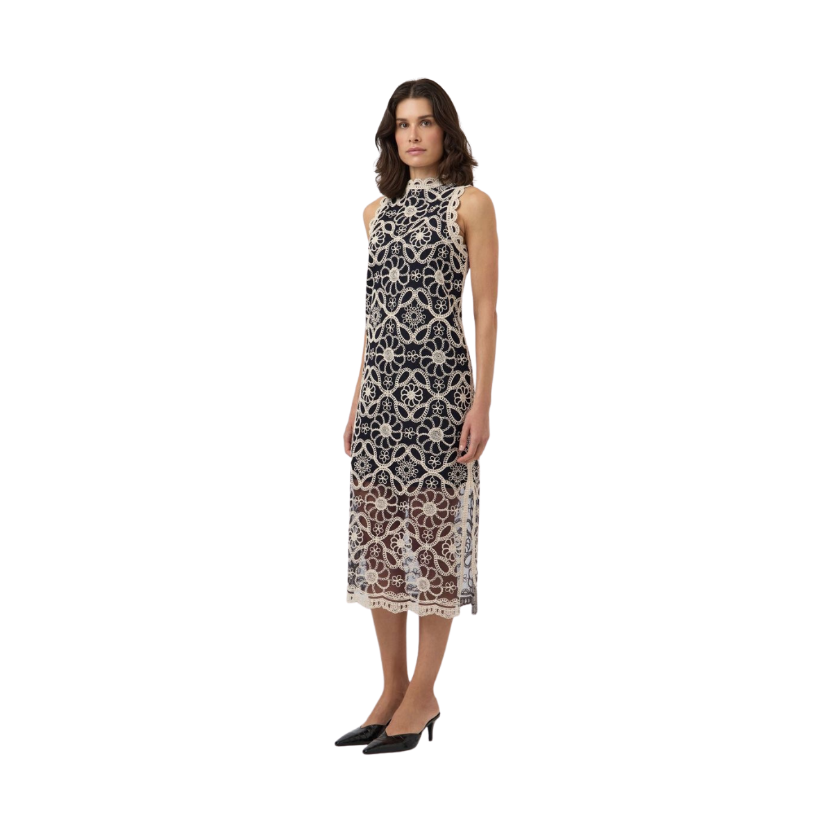 YASCilia Maxi Crochet Dress - Black