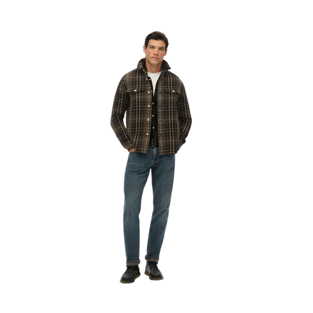 Merchant Heavy Checked Shirt - Homestead Ombre Olive Green