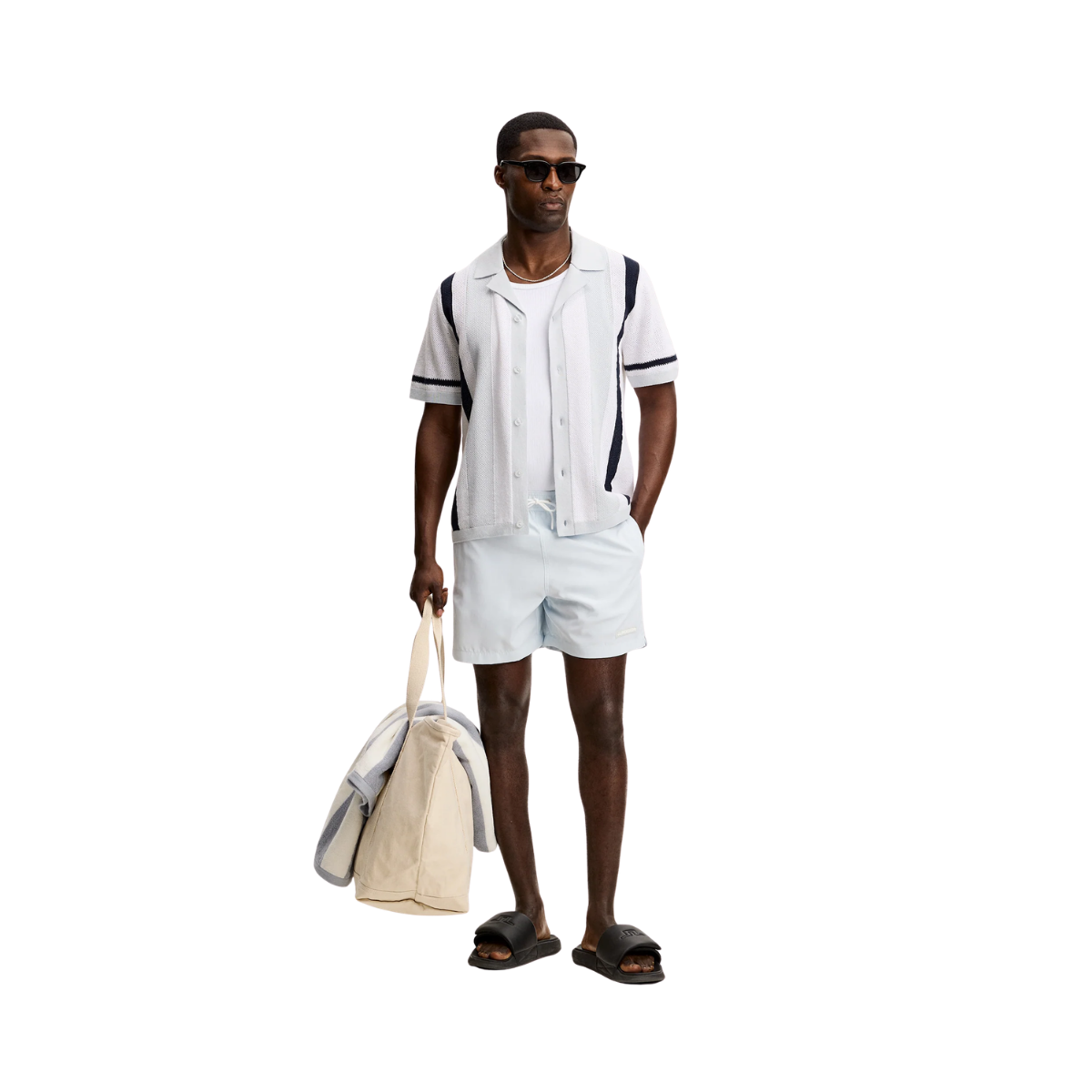Remus Resort Collar Knit Polo - Skywriting