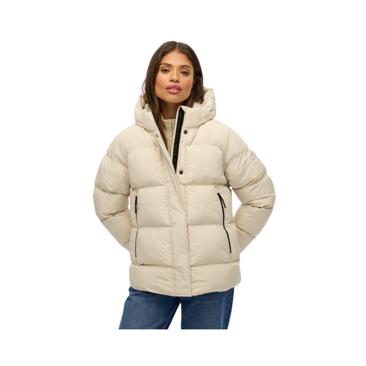 Hooded 5 Baffle Sports Puffer - RUT Oat Bran
