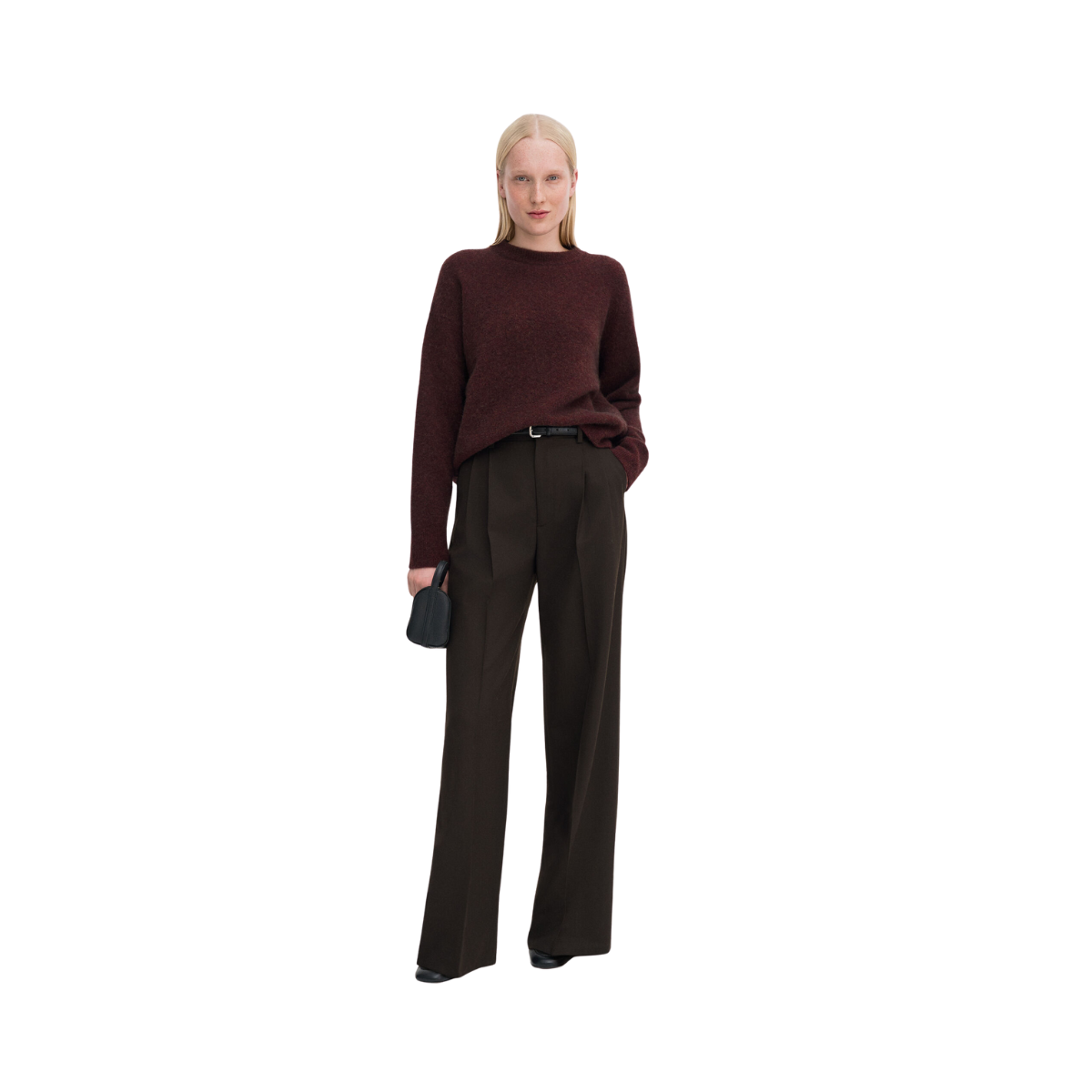 Wool Yak Crewneck Sweater - Burgundy