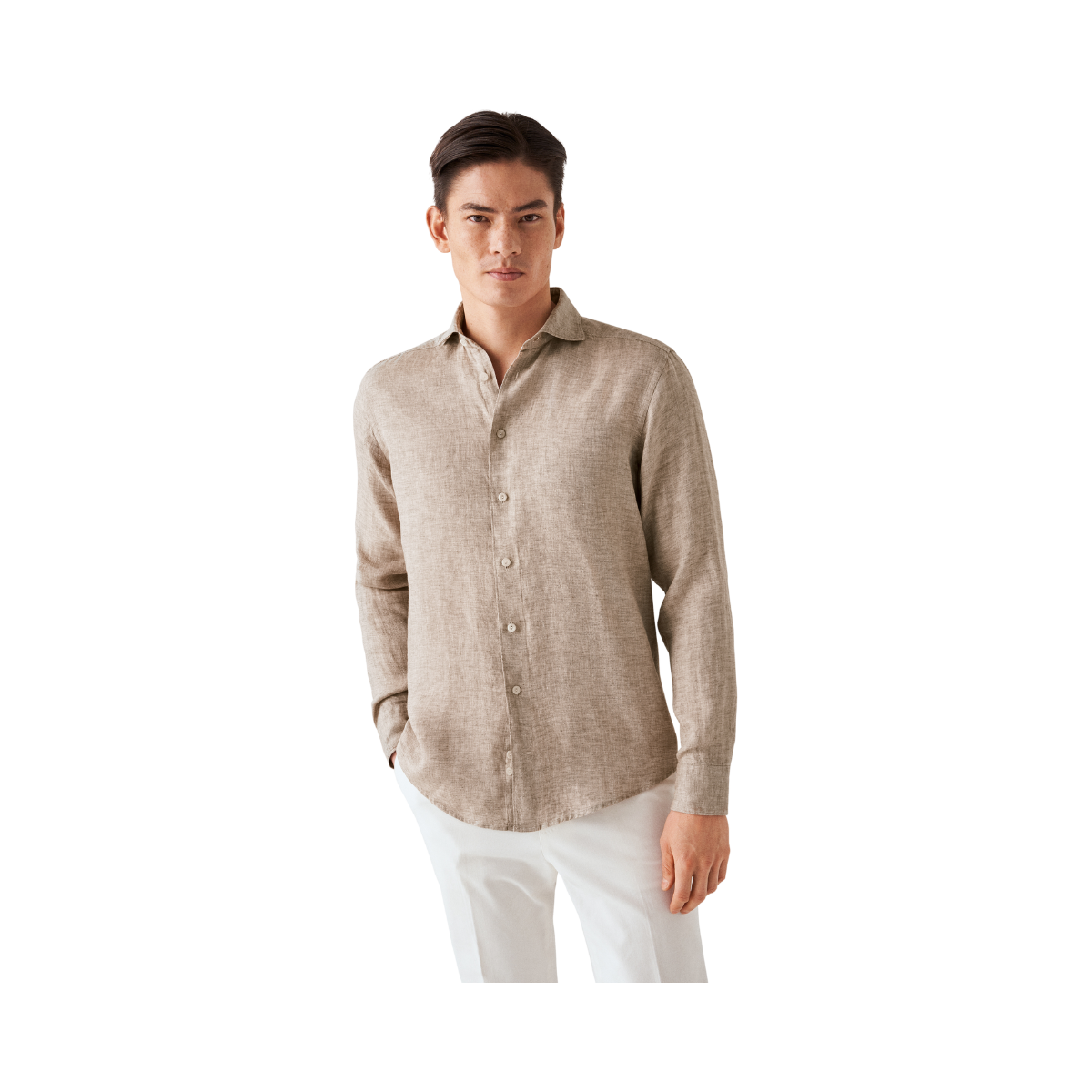 Twill Linen Shirt - Brown