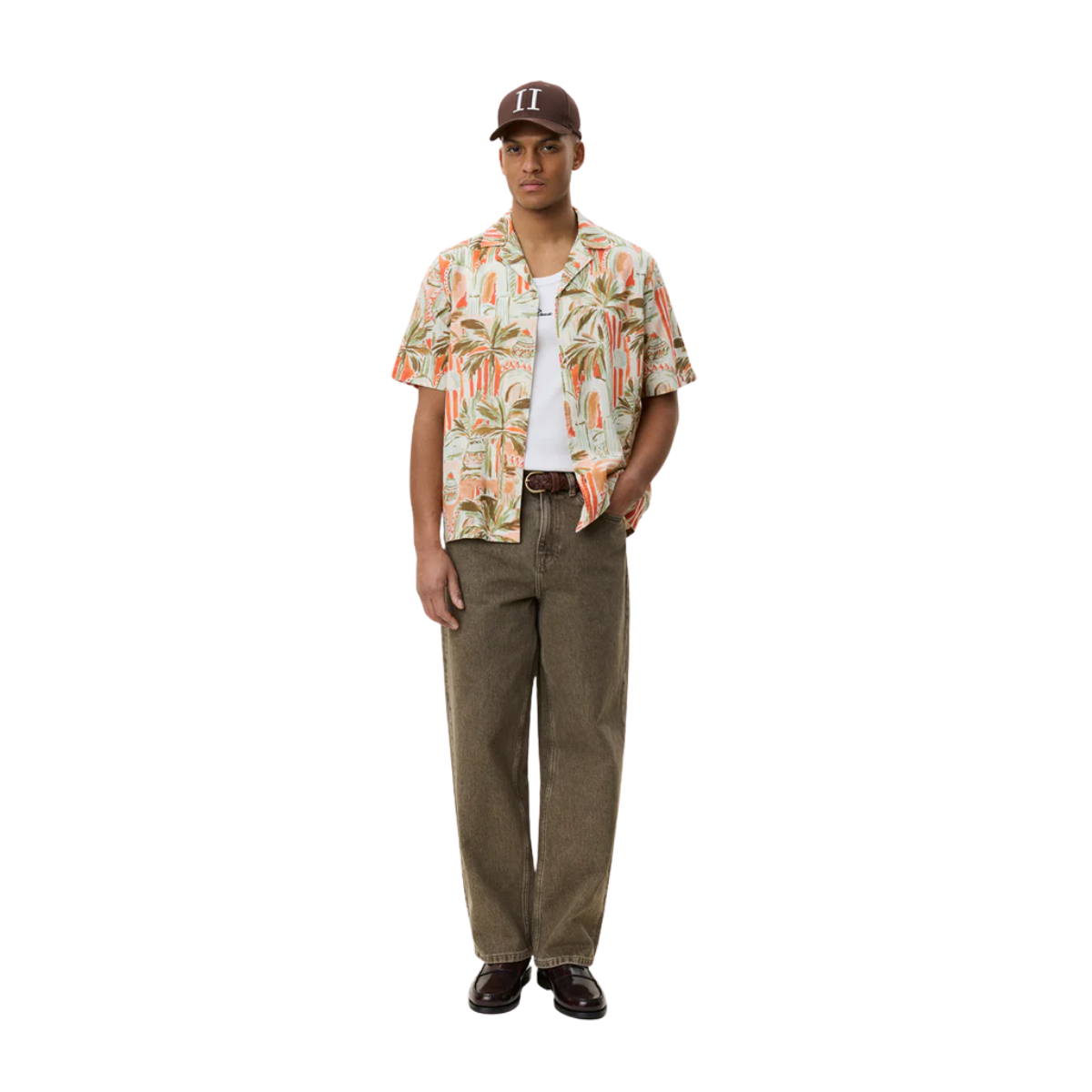 Palm AOP SS Shirt - Raw Sienna Orange