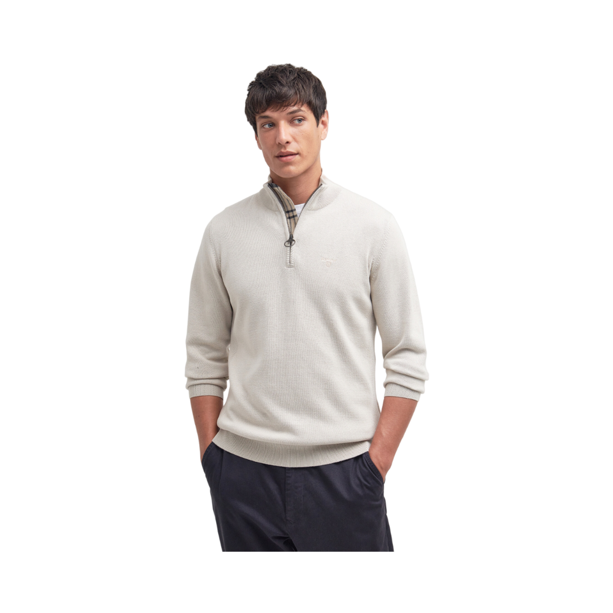 Cotton Half Zip - White