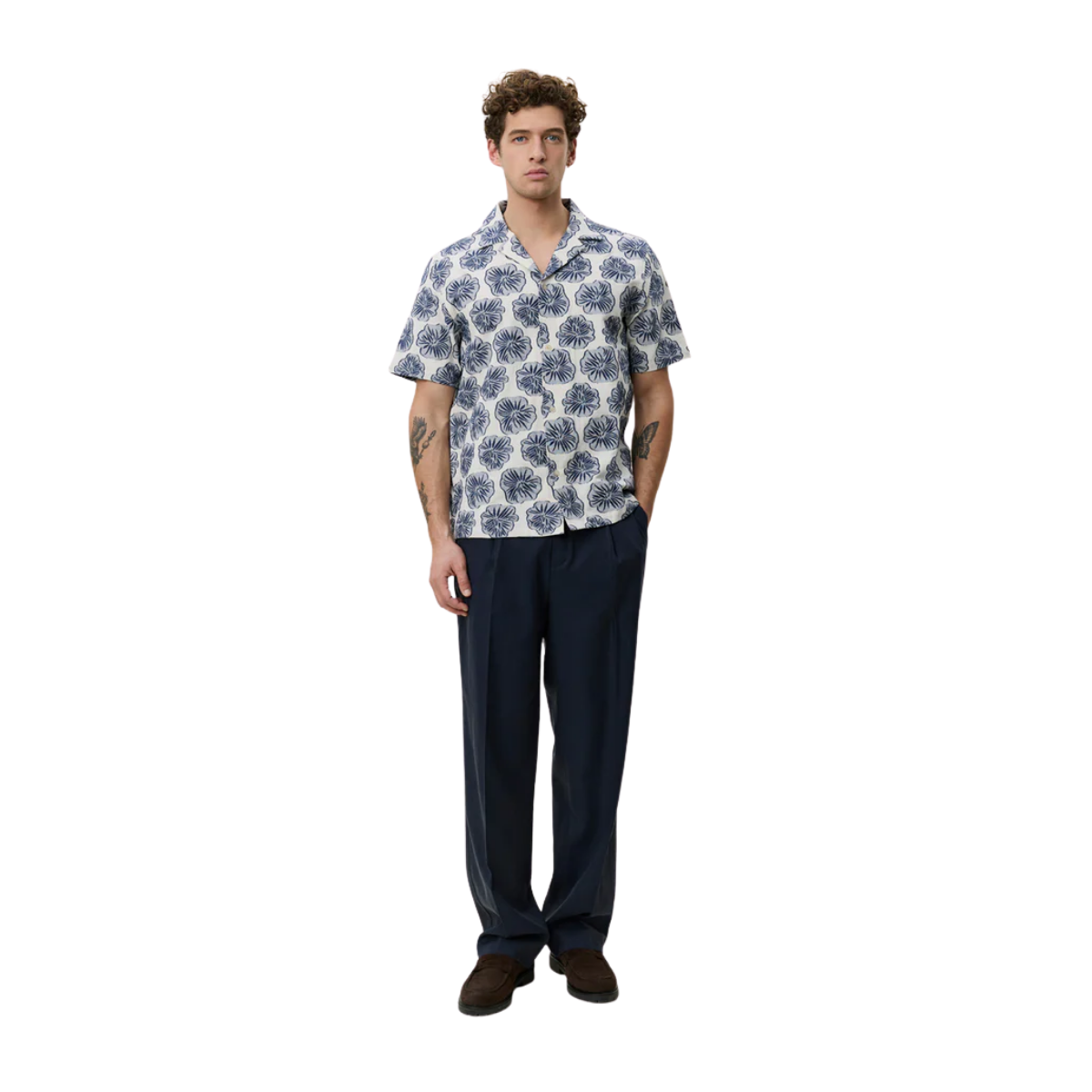 Dahlia Jacquard SS Shirt - Blue