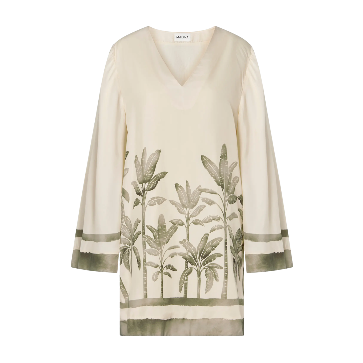Leonella V-Neck Tunic Mini Dress - Palm