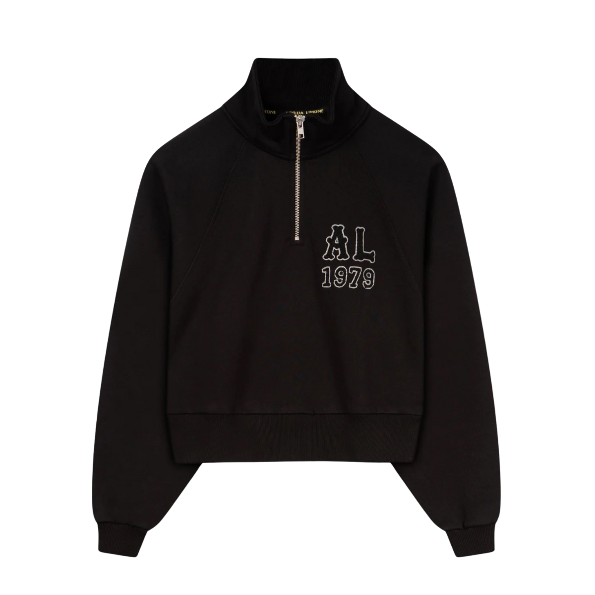Cropped Ivy Half Zip - Black