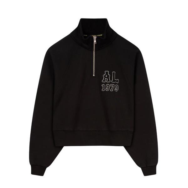 Cropped Ivy Half Zip - Black