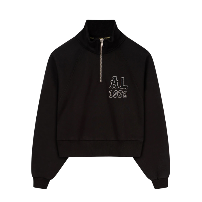 Cropped Ivy Half Zip - Black